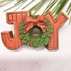 Vintage Christmas Pin Joy HALLMARK CARDS Vintage Resin Brooch Pin